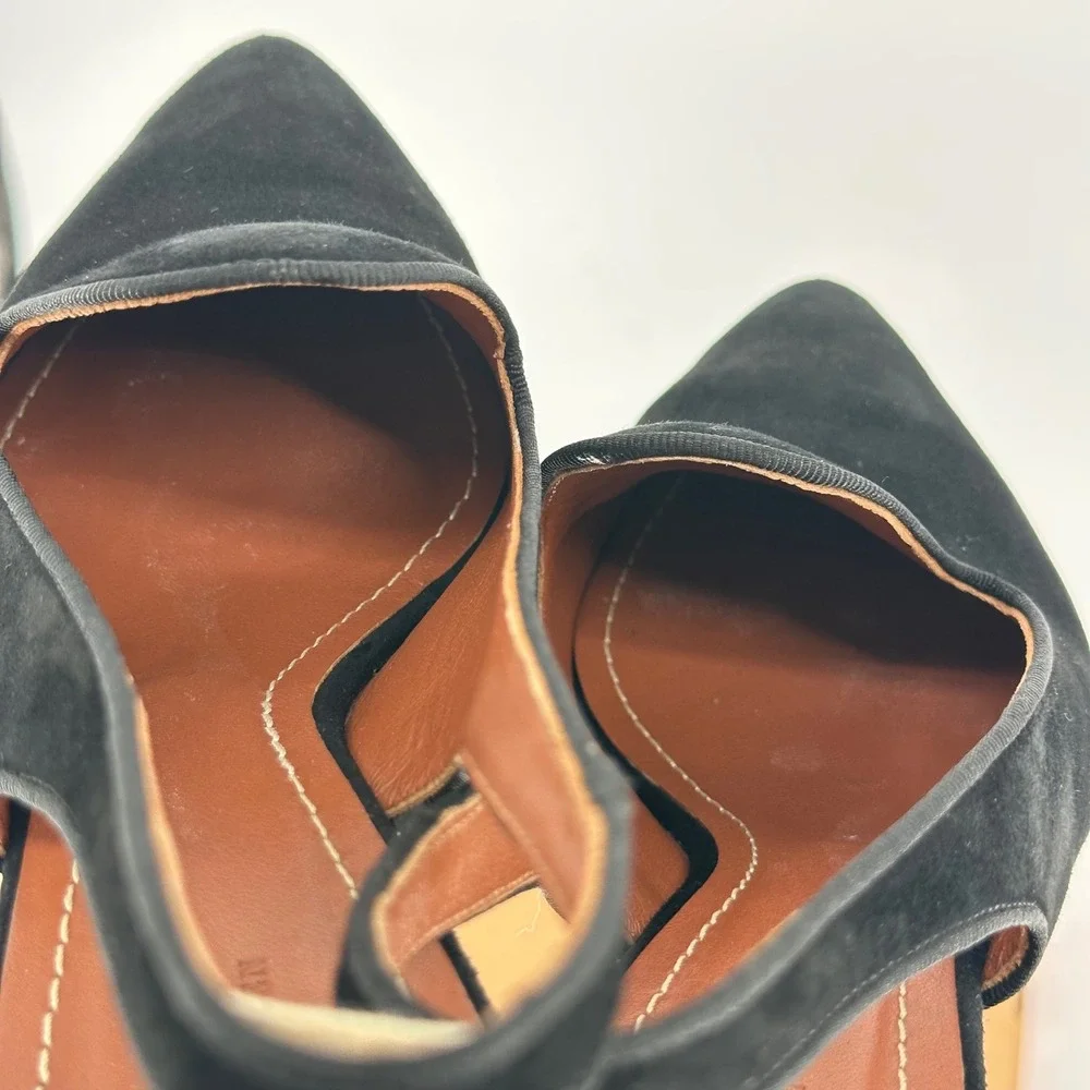 Polo Ralph Lauren Black Stacy Leather Suede Pump Pointed Slingback Heel‎ 9.5 B